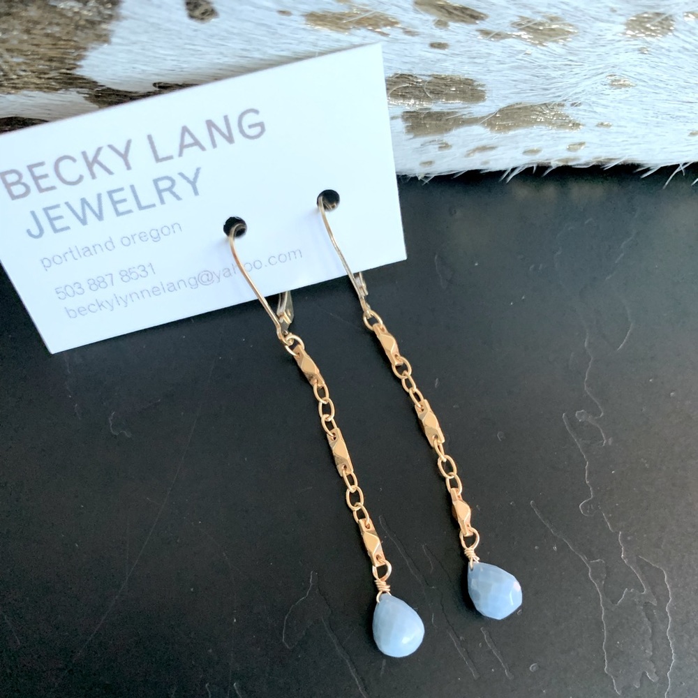 Blue denim opal earrings